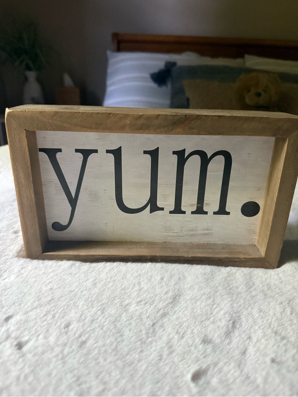 “Yum” Wood Framed Sign - Black on White